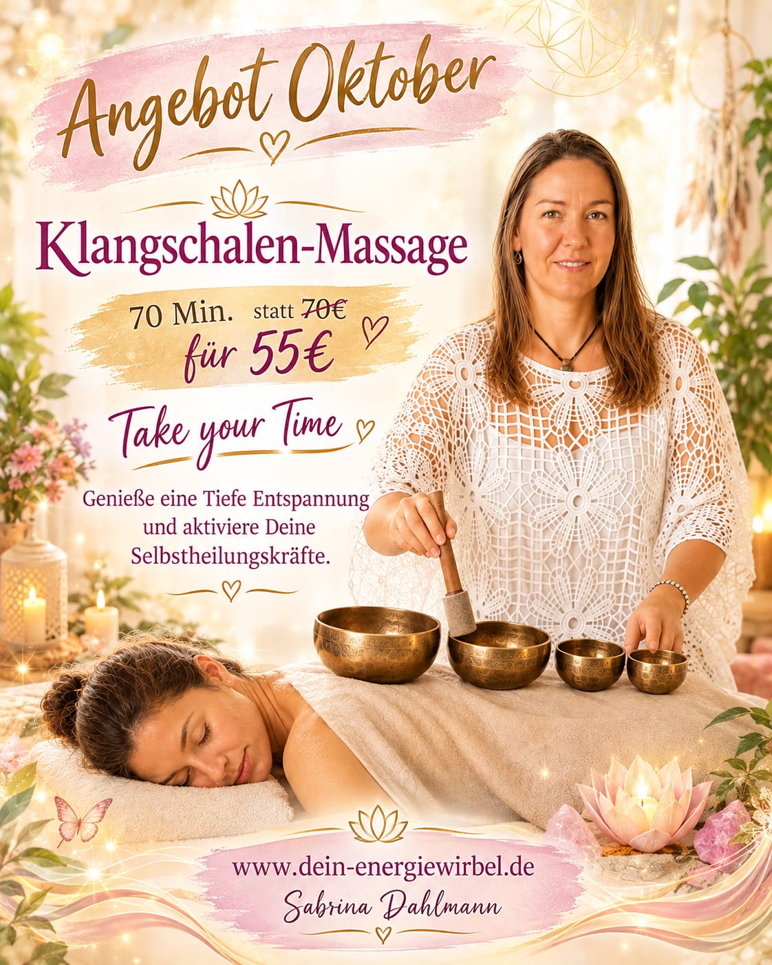 Angebot Oktober: Klangschalen-Massage 70 Minuten für 55 Euro statt 70 Euro bei Dein Energiewirbel