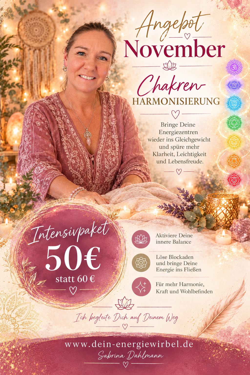 Angebot November: Chakren-Harmonisierung, Intensivpaket 50 Euro statt 60 Euro bei Dein Energiewirbel